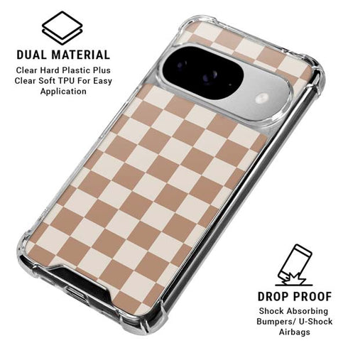 Neutral Checkered Google Pixel 10 Clear Case